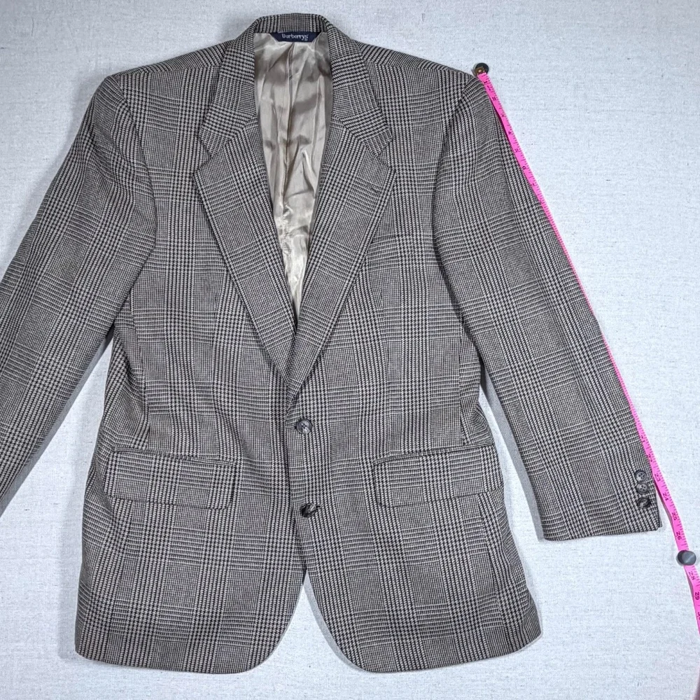 Burberrys‎ Vintage Wool Blazer Glen Plaid Tailored Jacket 44R
